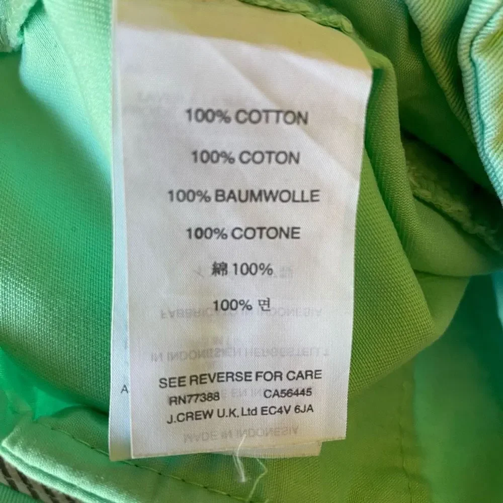 J. Crew Womens Green Pocket Casual 100% Cotton Mid Rise Chino Shorts Size 6